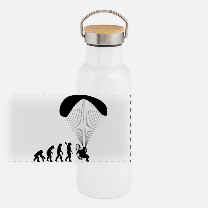 Paramoteur Évolution humaine drôle Gourde isotherme avec bouchon en bambou