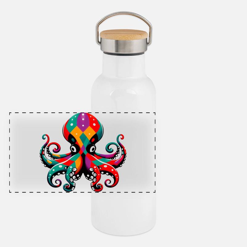 Pieuvre arlequin Gourde isotherme avec bouchon en bambou