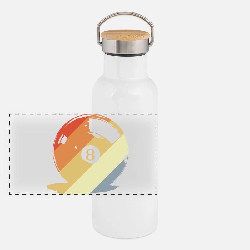 Retro Billardkugel Grafik Panorama Thermosflasche mit Bambusdeckel