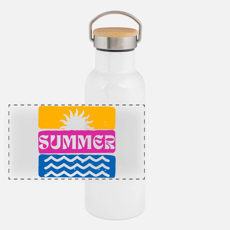 Sommer Panorama Thermosflasche mit Bambusdeckel