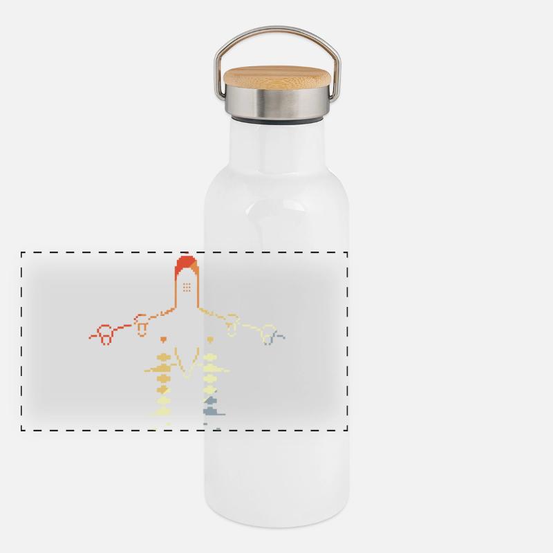 Flugzeug Pixelgrafik Panorama Thermosflasche mit Bambusdeckel