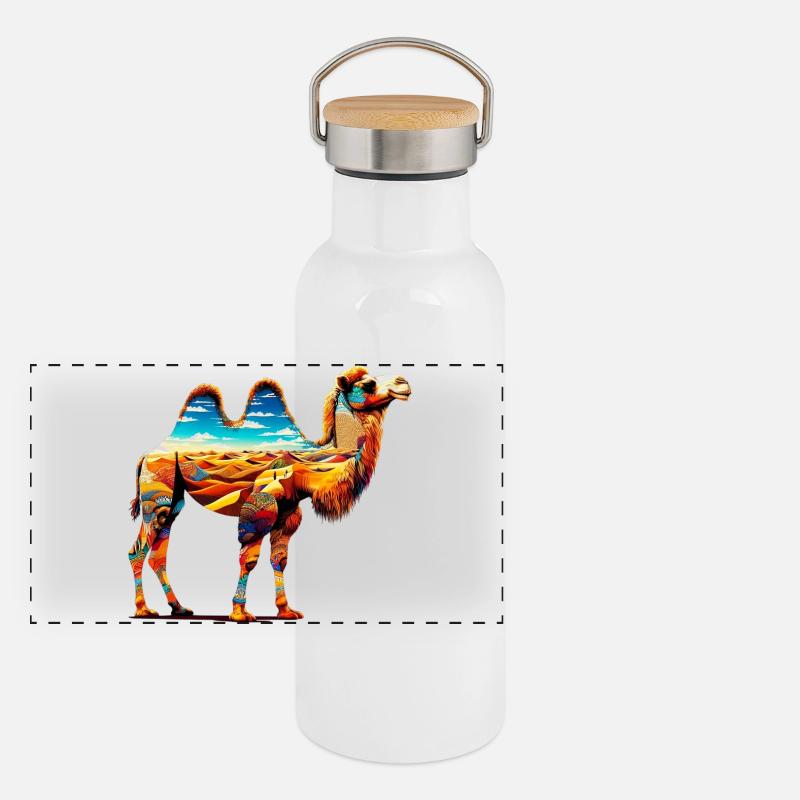 Kamel Panorama Thermosflasche mit Bambusdeckel