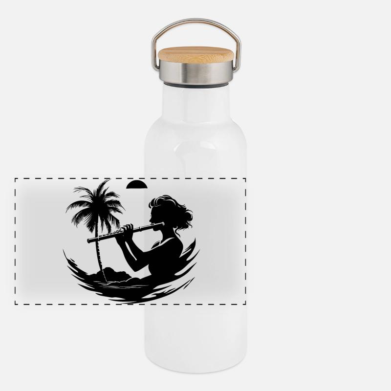 Graphic Flutist Panoramic Thermal Bottle with Bamboo Lid