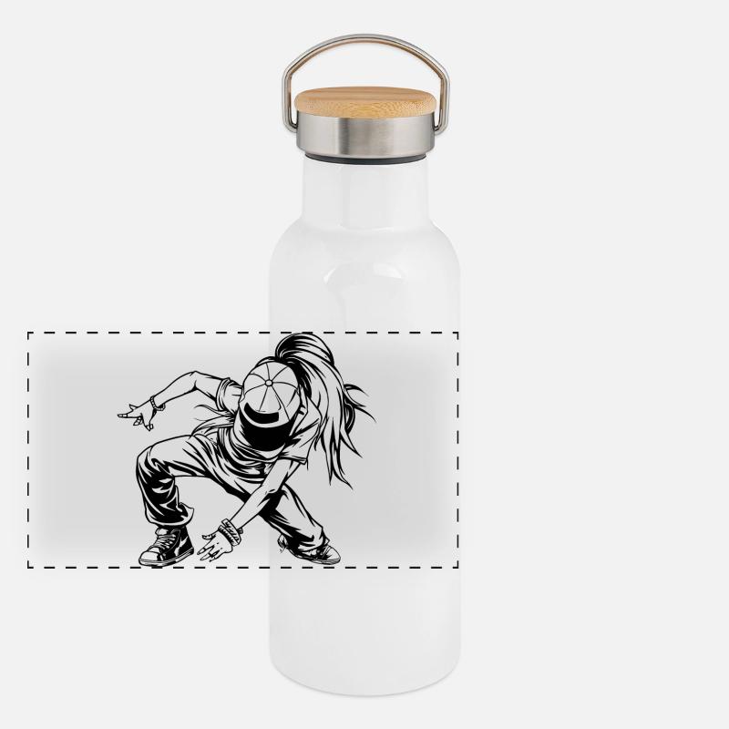 Breakdancer Sketch Panoramic Thermal Bottle with Bamboo Lid