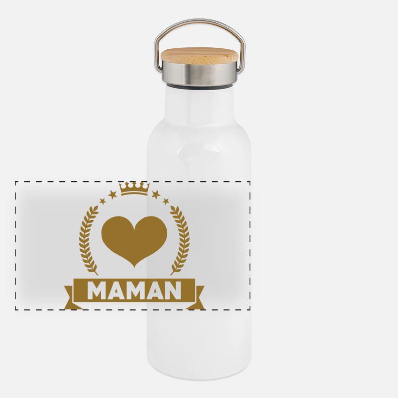 Maman d'Amour - Muttertag Panorama Thermosflasche mit Bambusdeckel
