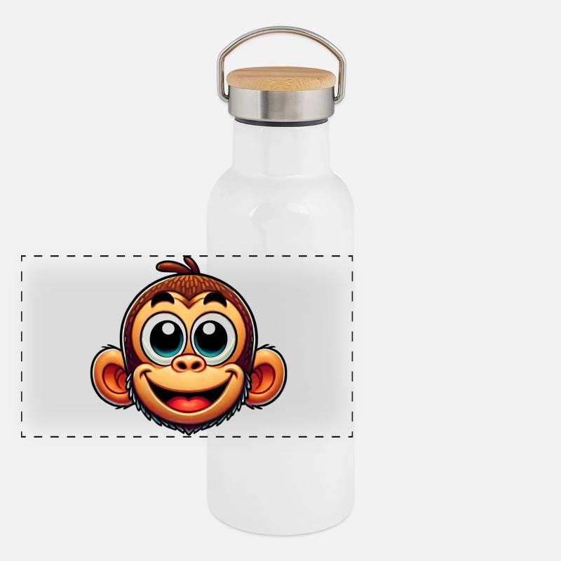 Affe Panorama Thermosflasche mit Bambusdeckel