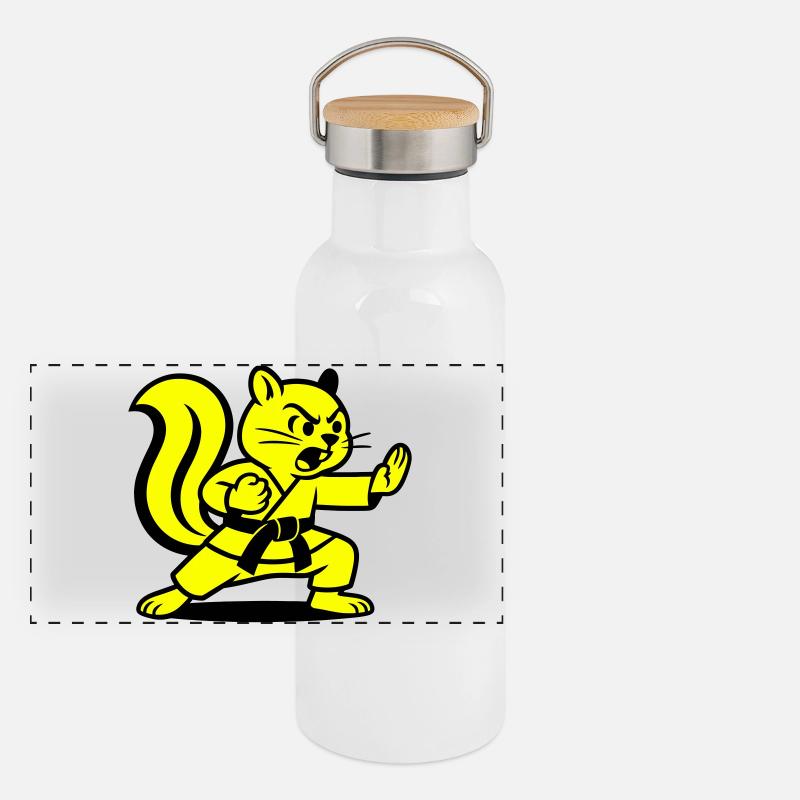 Karate Squirrels! Panoramic Thermal Bottle with Bamboo Lid