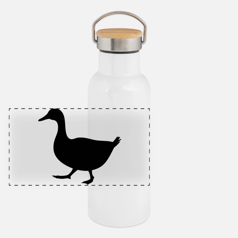 Silhouette de canard marchant Gourde isotherme avec bouchon en bambou