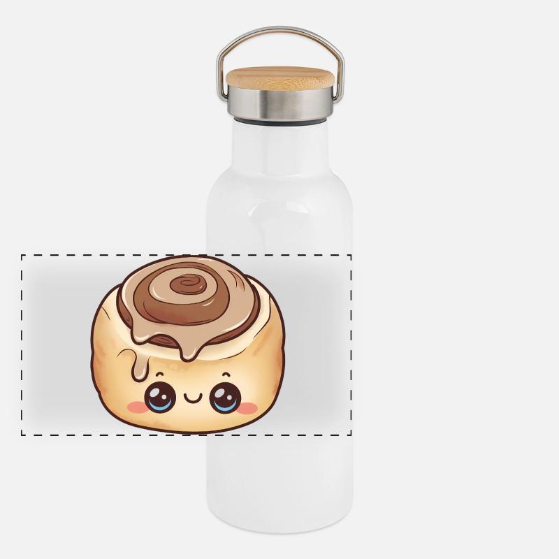 Rouleau de cannelle mignon kawaii Gourde isotherme avec bouchon en bambou