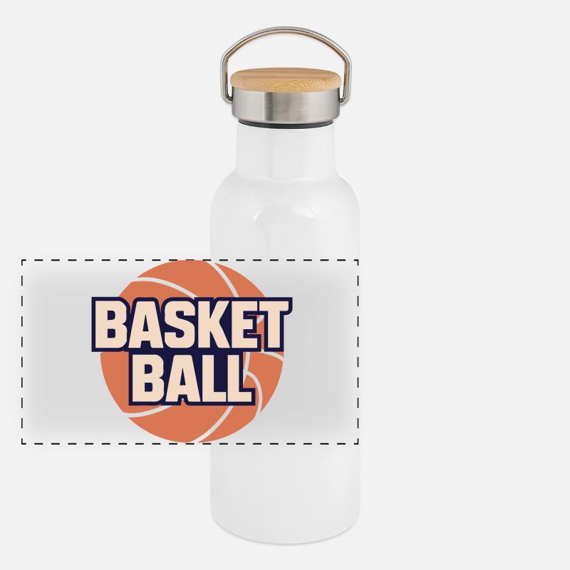 Design de ballon de basket dynamique Gourde isotherme avec bouchon en bambou