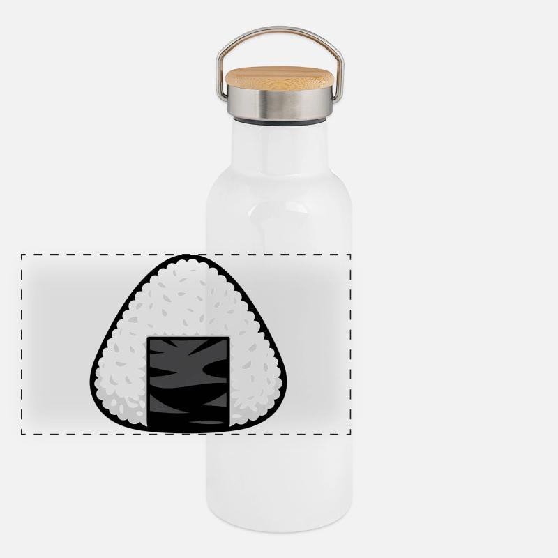 Onigiri-Reis - Panorama Thermosflasche mit Bambusdeckel - Weiß
