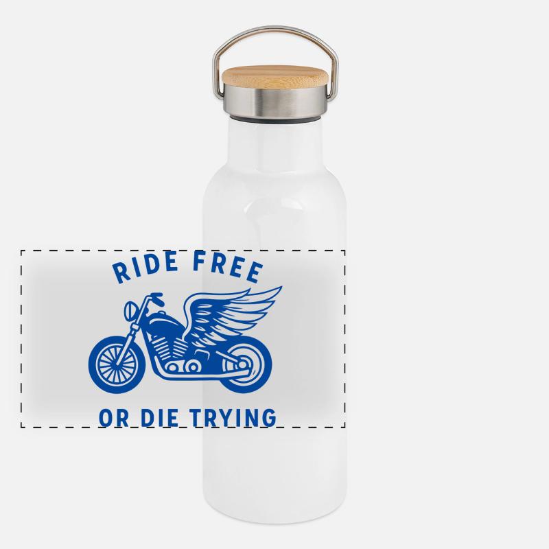 Winged Bicycle Ride Free Design Panoramic Thermal Bottle with Bamboo Lid