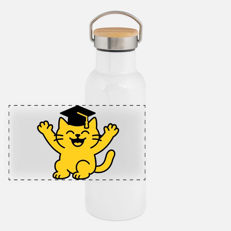 Bachelor Chat / Diplôme Chat Gourde isotherme avec bouchon en bambou