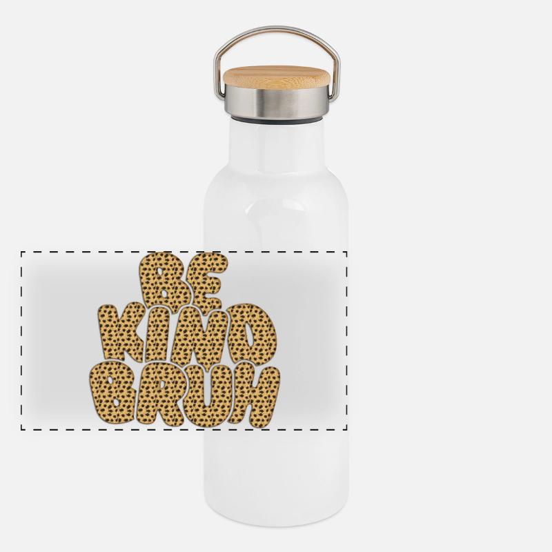 Be Kimbo Brown Leopard Texte Gourde isotherme avec bouchon en bambou