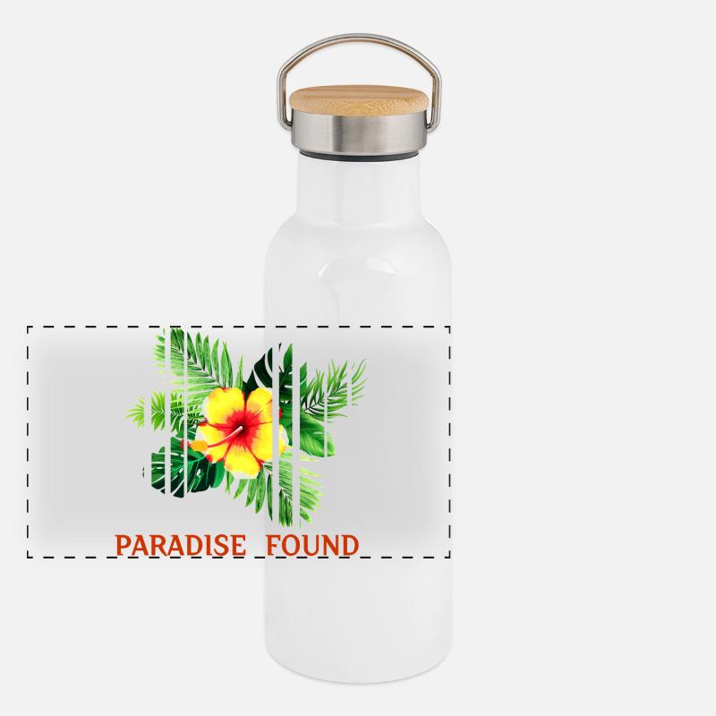 Tropical Hibiscus Paradise Found Panoramic Thermal Bottle with Bamboo Lid