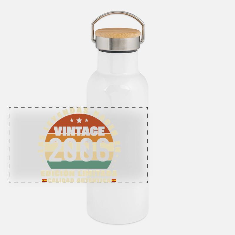 2006 Vintage Retro Birthday Gift - Panoramic Thermal Bottle with Bamboo Lid - white