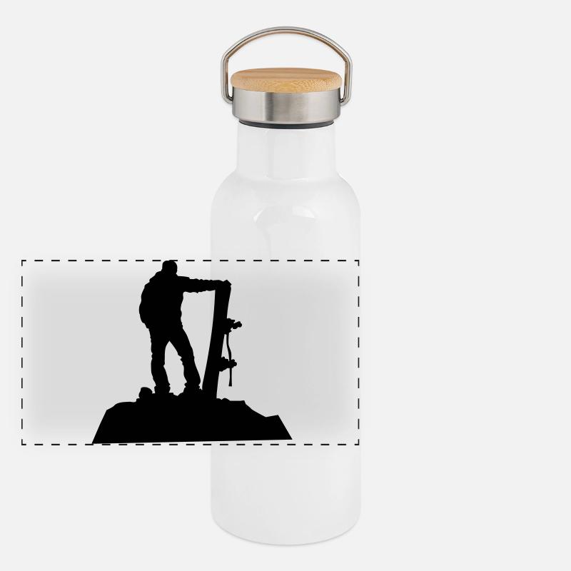 Snowboarder Panorama Thermosflasche mit Bambusdeckel