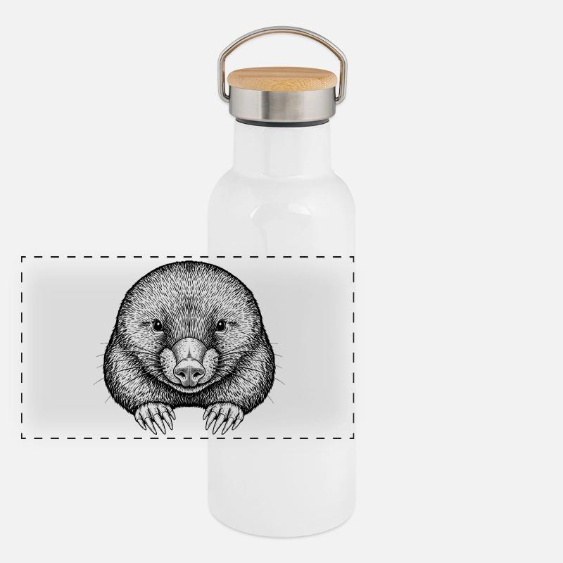 Maulwurf Panorama Thermosflasche mit Bambusdeckel