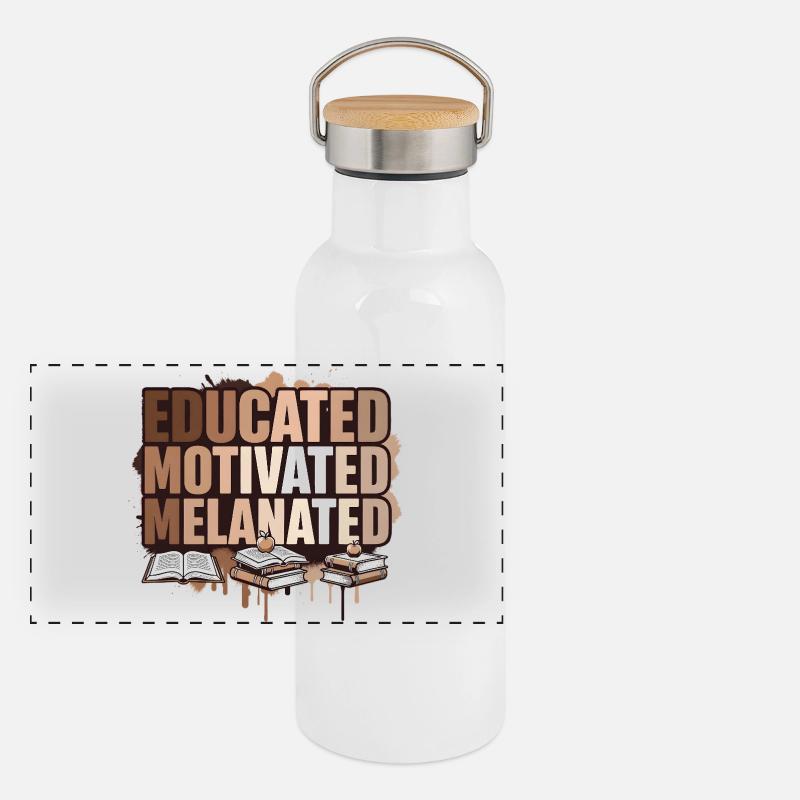 Éducation, motivation, émancipation mélanée Gourde isotherme avec bouchon en bambou