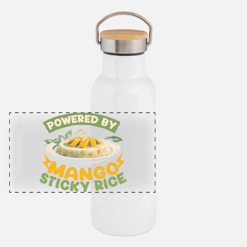 Powered By Mango Sticky Reis Panorama Thermosflasche mit Bambusdeckel