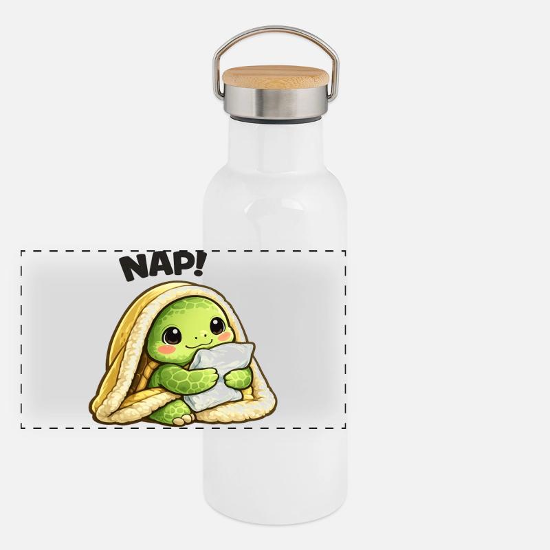 Cuddly turtle under blanket Panoramic Thermal Bottle with Bamboo Lid