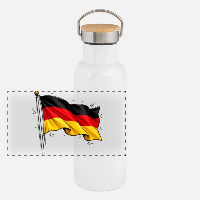 Deutsche Flagge  Panorama Thermosflasche mit Bambusdeckel