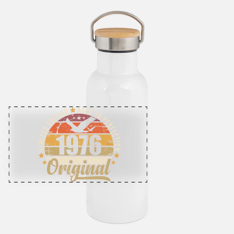 Geburtstagsgeschenk 1976 Original 1976 Panorama Thermosflasche mit Bambusdeckel