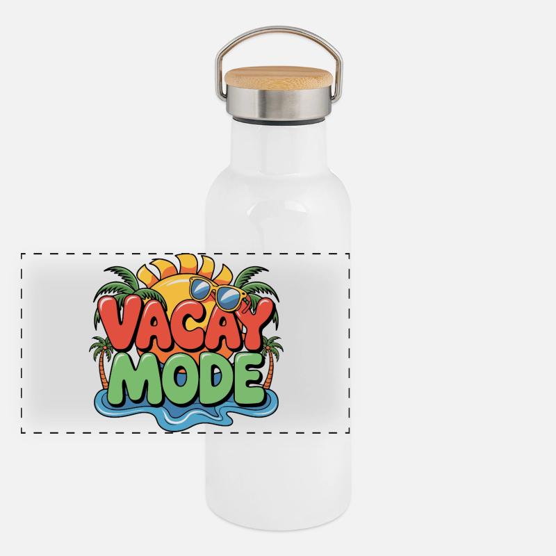 Vacay Mode  Panorama Thermosflasche mit Bambusdeckel