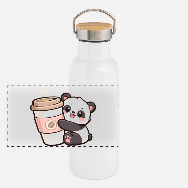 KaffeePanda Kuschelheld Panorama Thermosflasche mit Bambusdeckel