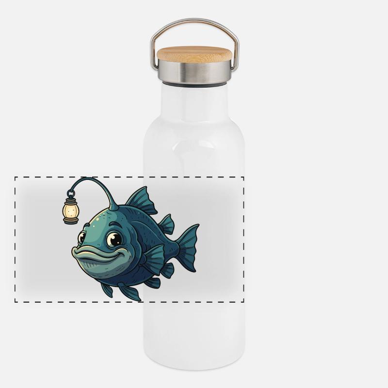 Glowing Fish with Lantern Panoramic Thermal Bottle with Bamboo Lid