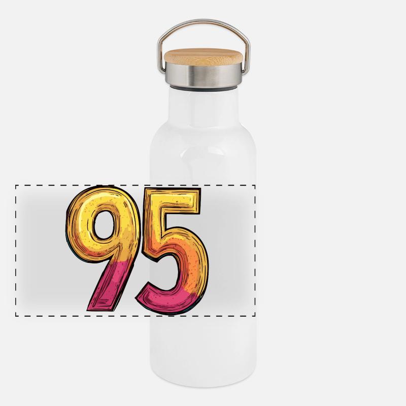 Chiffre 95 coloré Gourde isotherme avec bouchon en bambou