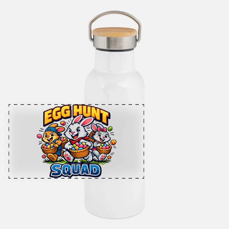 Cute Easter bunny with colorful egg and lettering Panoramic Thermal Bottle with Bamboo Lid