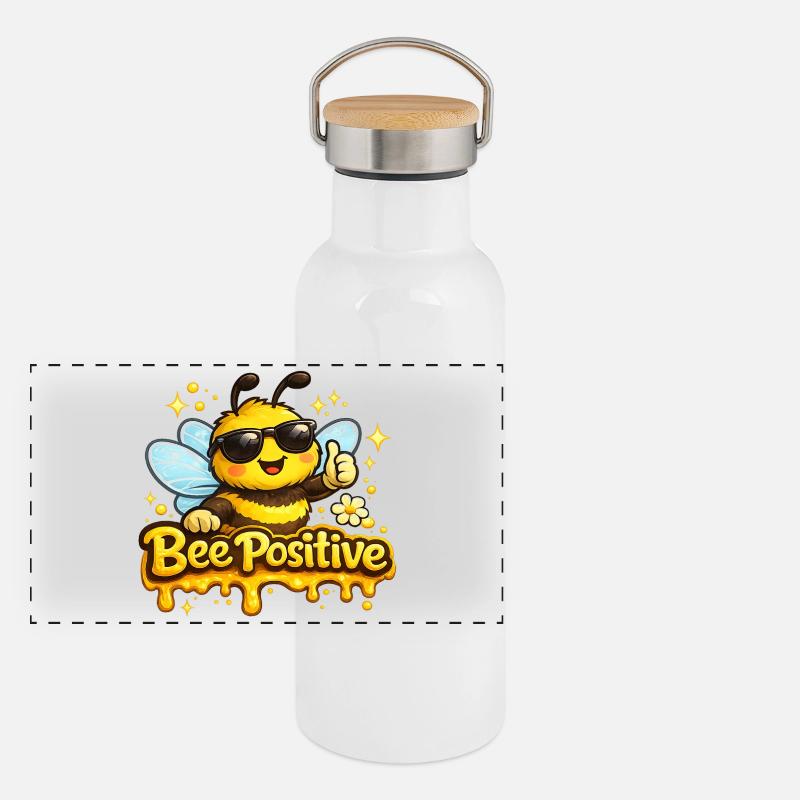 Bee Positiv Panorama Thermosflasche mit Bambusdeckel
