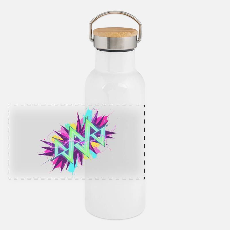 Neon Zigzag Graffiti Panoramic Thermal Bottle with Bamboo Lid