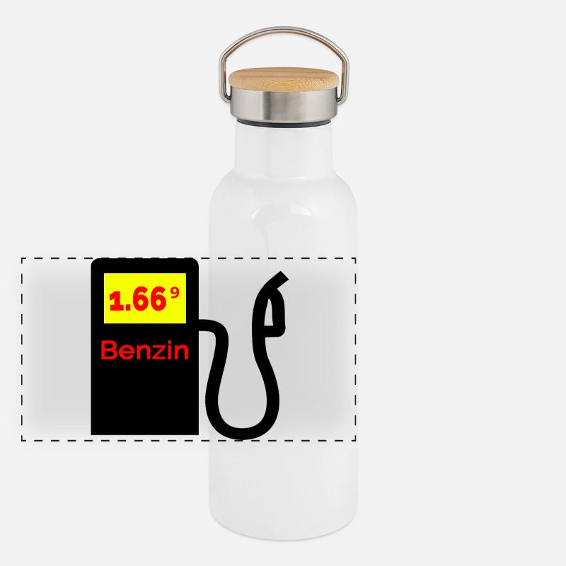 Benzin Panorama Thermosflasche mit Bambusdeckel