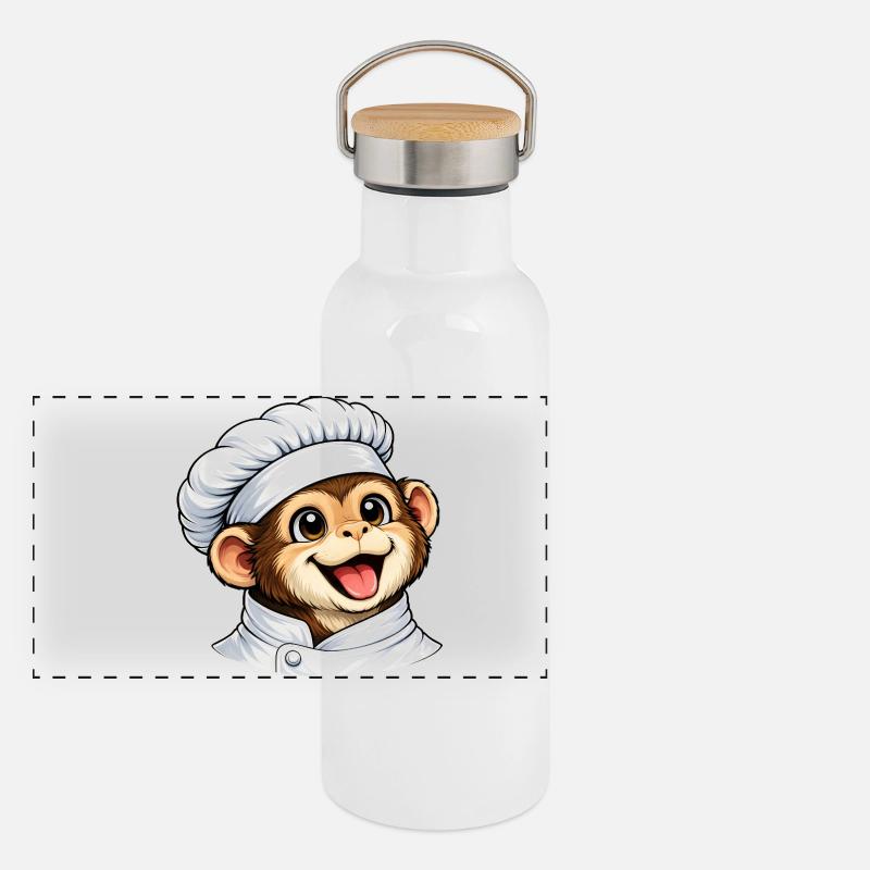 Dessin animé Singe Chef Mignon Gourde isotherme avec bouchon en bambou