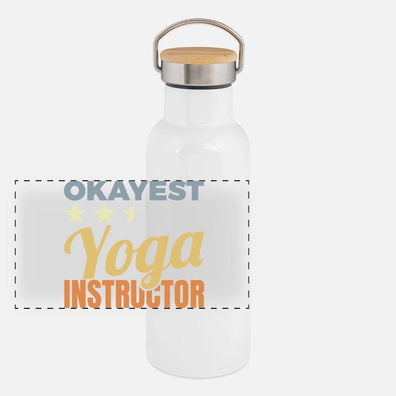 Lustiger Yogalehrer Panorama Thermosflasche mit Bambusdeckel