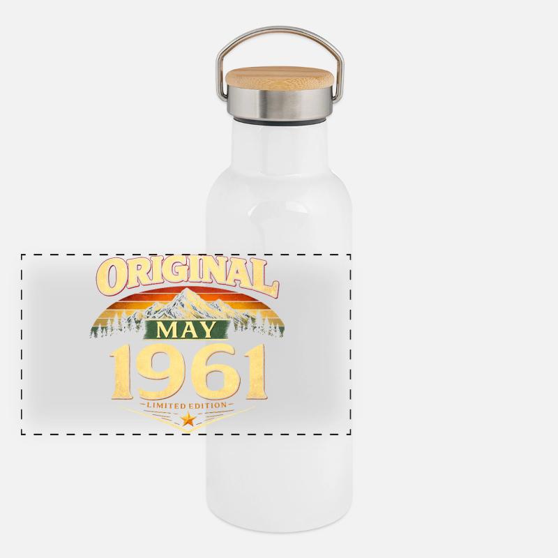 65. Geburtstag Geschenk Original Mai 1961 Panorama Thermosflasche mit Bambusdeckel
