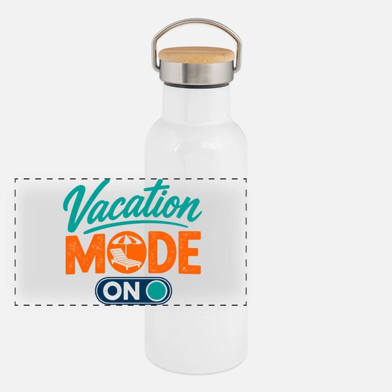 Mode vacances ACTIVÉ Mode vacances activé – Ambiance estivale Gourde isotherme avec bouchon en bambou