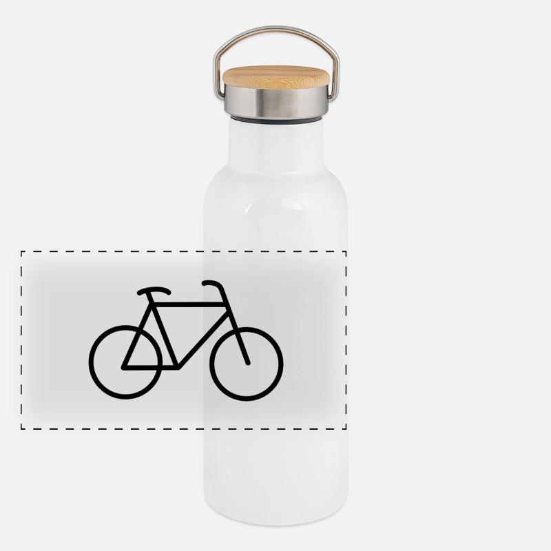 Icône du cyclisme Noir - Gourde isotherme avec bouchon en bambou - blanc