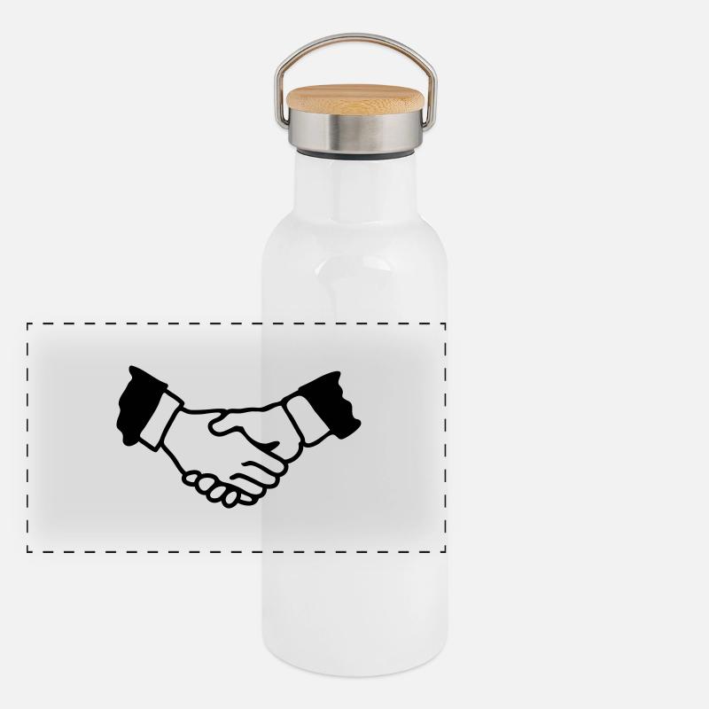 Handshake - Line Panoramic Thermal Bottle with Bamboo Lid
