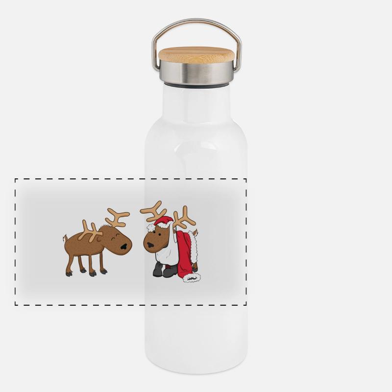 reindeer fun Panoramic Thermal Bottle with Bamboo Lid