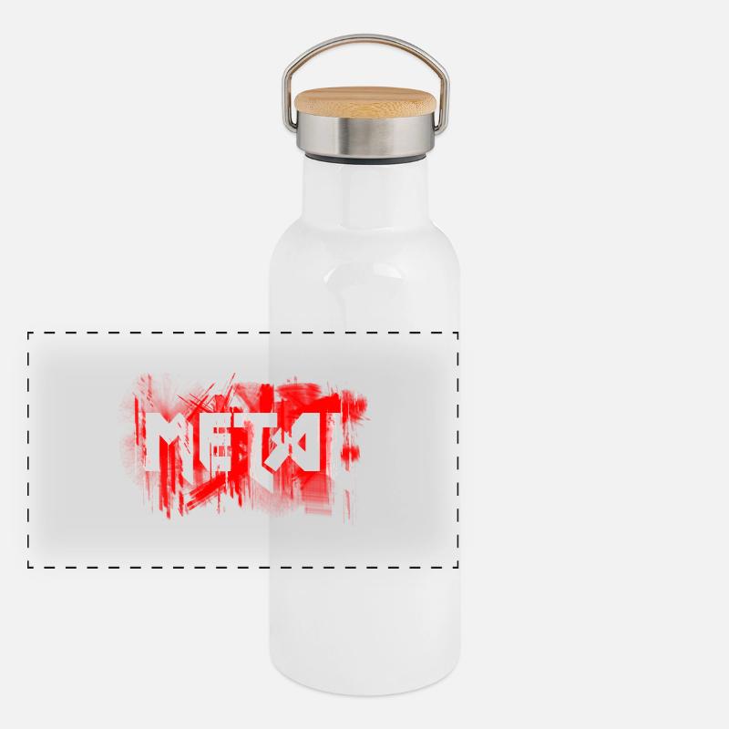 metal Panorama Thermosflasche mit Bambusdeckel