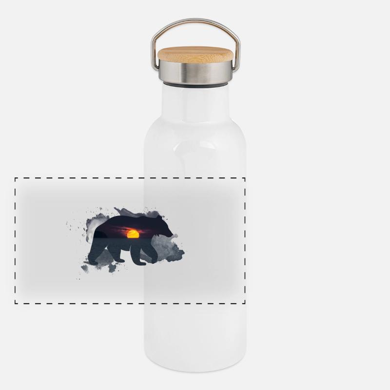 ours Gourde isotherme avec bouchon en bambou