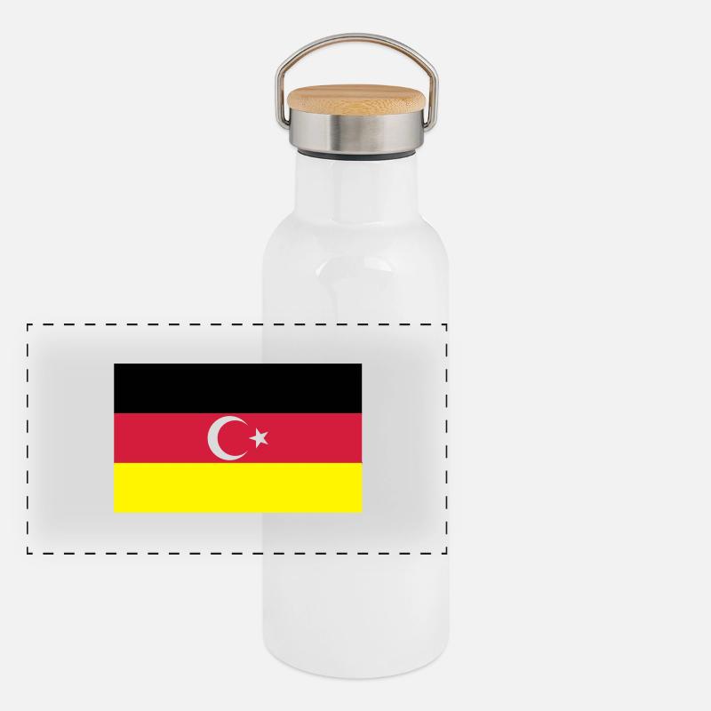 drapeau turc allemand Gourde isotherme avec bouchon en bambou