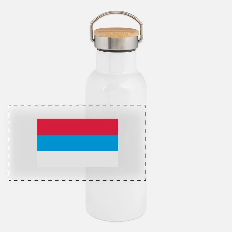 Drapeau national de Serbie Gourde isotherme avec bouchon en bambou