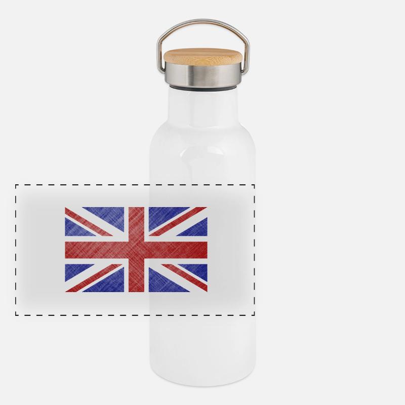 Union Jack grunge Drapeau Gourde isotherme avec bouchon en bambou