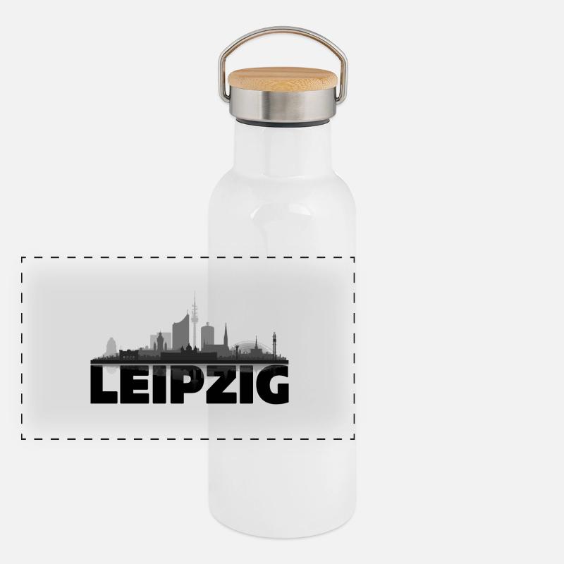 Leipzig 02 Panorama Thermosflasche mit Bambusdeckel