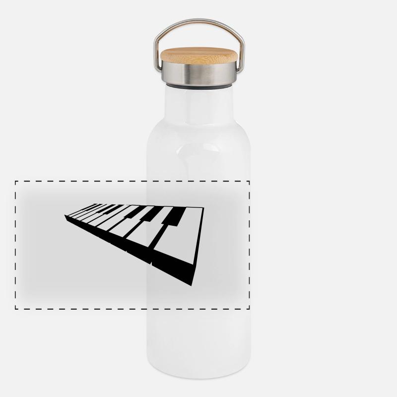 Klavier-Tasten Panorama Thermosflasche mit Bambusdeckel