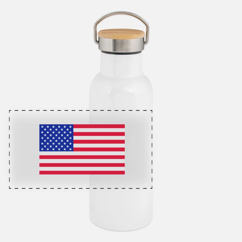drapeau_etats_unis - Panorama Thermosflasche mit Bambusdeckel - Weiß